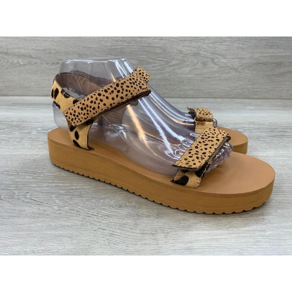Madewell Women's Post Platform Sandals Leopard Calf Hair Animal Print 9 Shoes